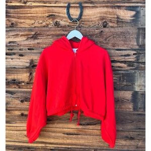 H&M | Oversized Cropped Drawstring Hoodie Zip Up Sweater M